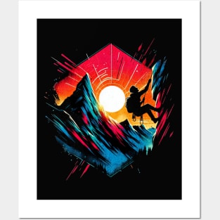 Mountain Climber Hexagon Design Posters and Art